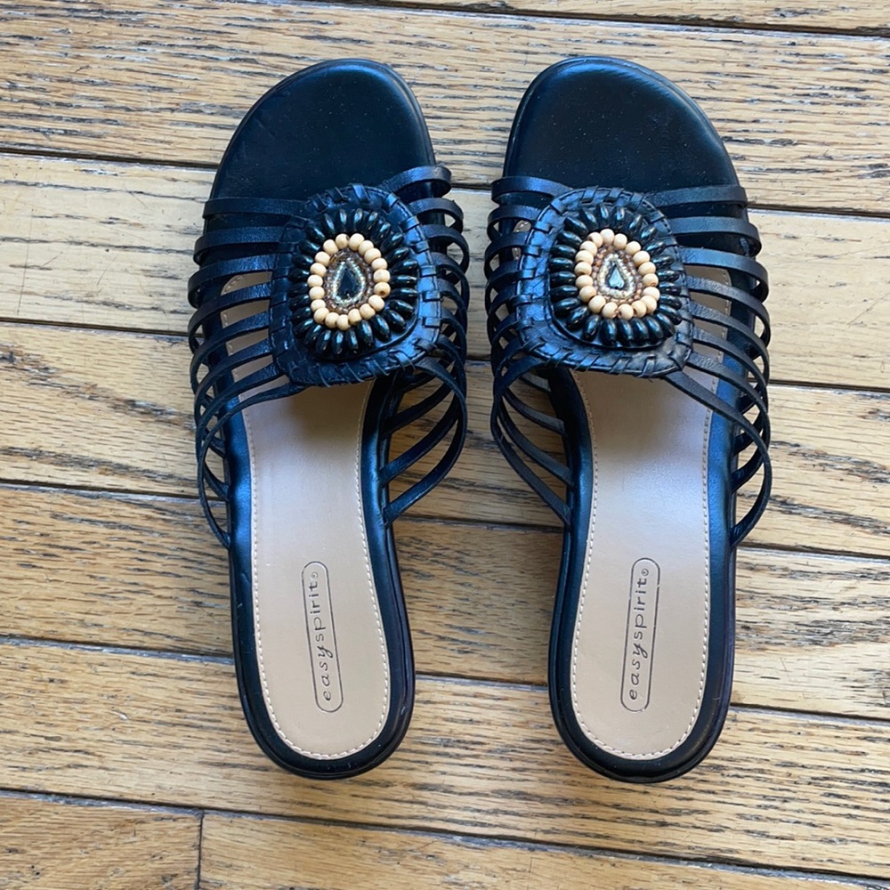 Easy Spirit Black Leather Sandals 5 Like New